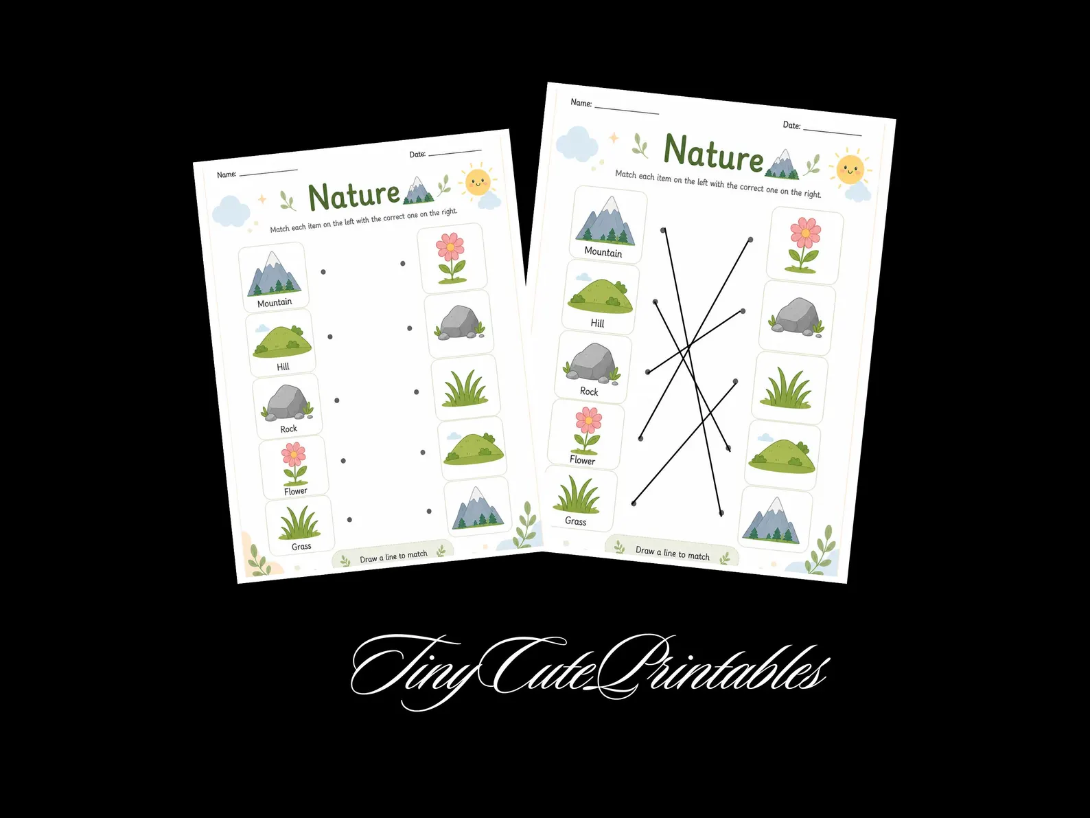 CuteLearner printable Printable Matching Worksheets, Kindergarten Learning Activity, Match the Picture, Educational Pages, Homeschool , Busy book, 40+ PDF — Mat — preview 6